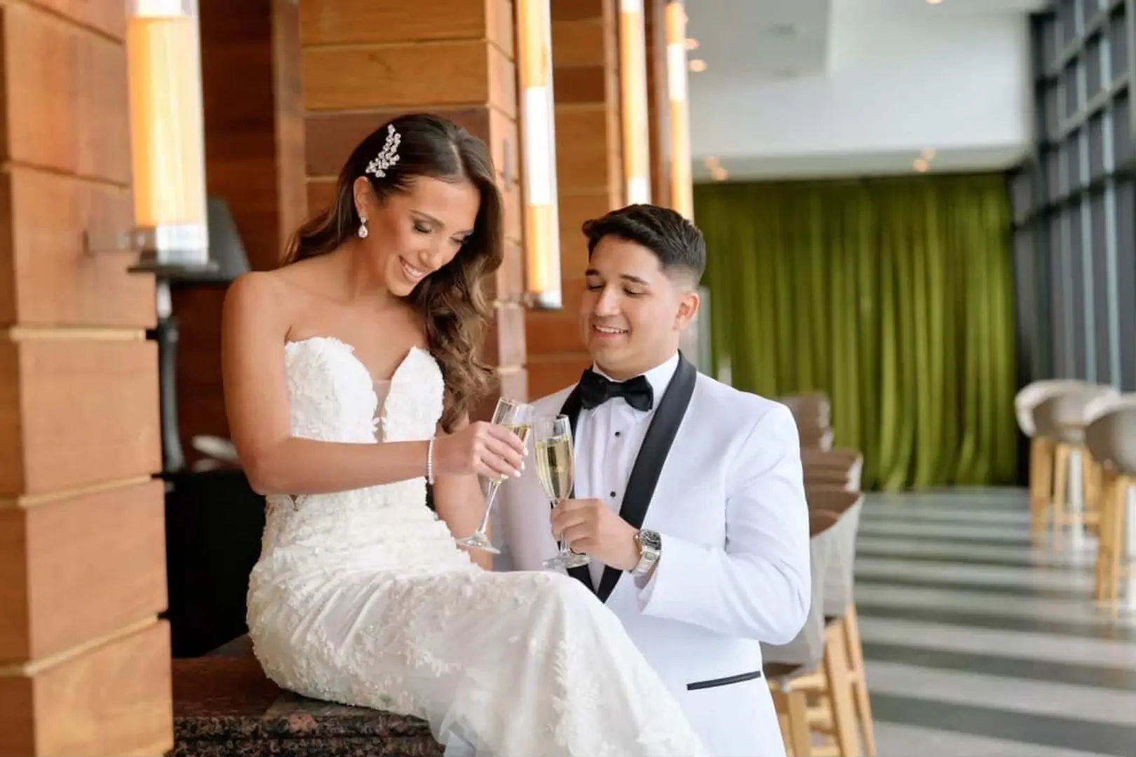 Bride and Groom at Stork Club Rooftop Hudson House