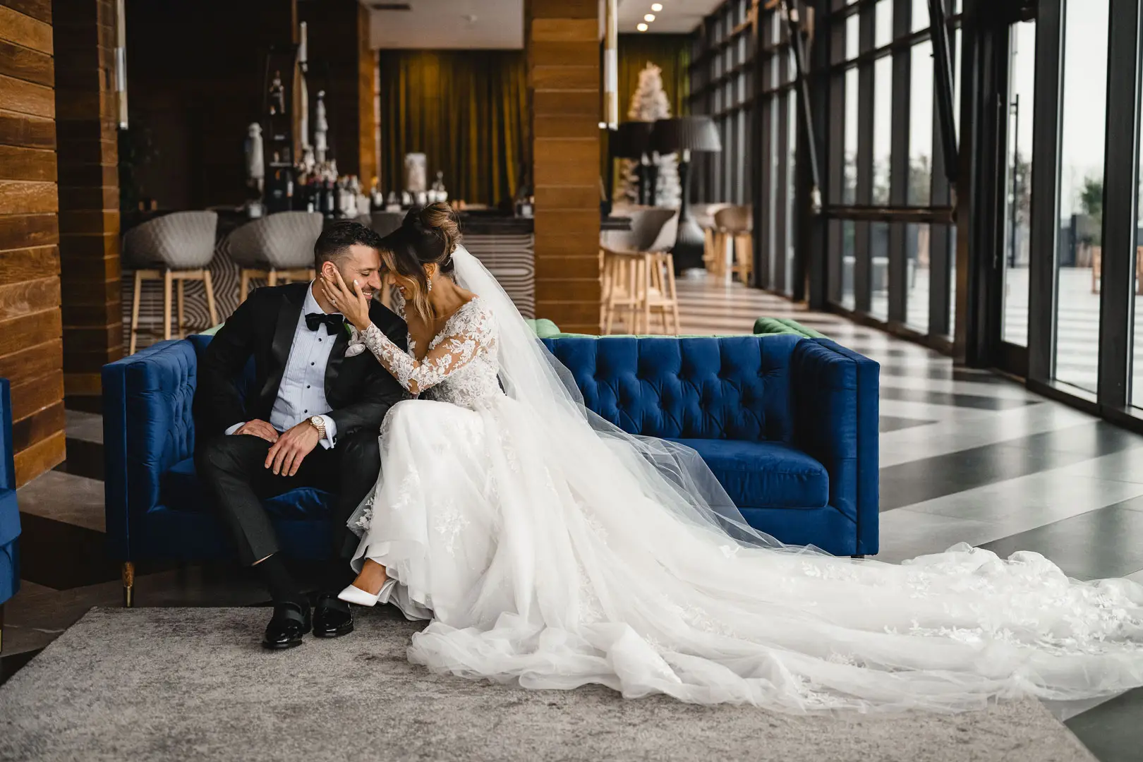 Bride and Groom at Stork Club Rooftop Hudson House