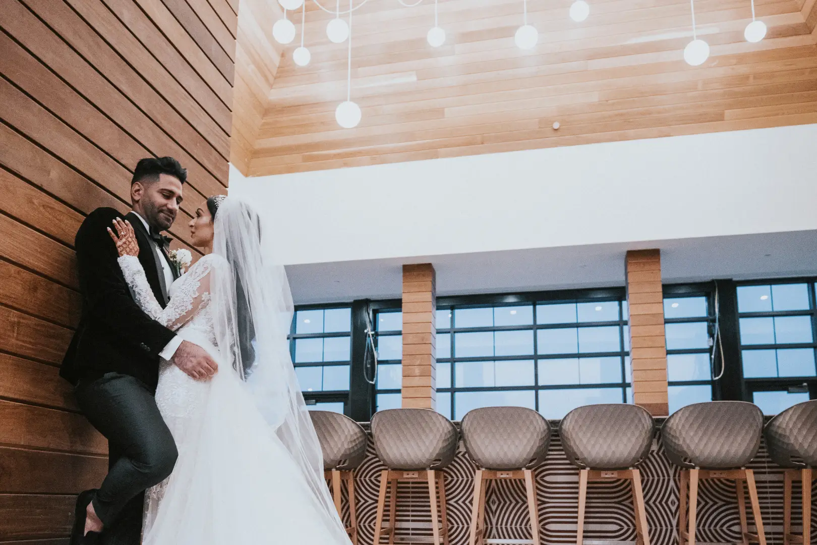 Bride and Groom at Stork Club Rooftop Hudson House