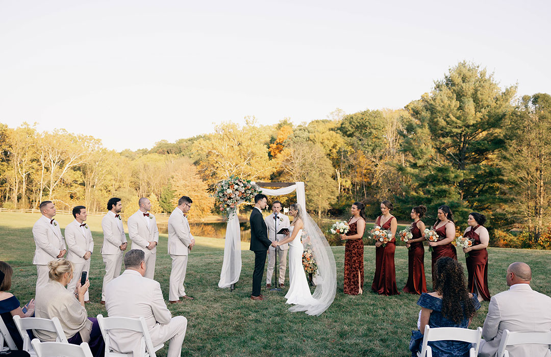 outdoor autumn ceremony at Cascade Lodge by Landmark