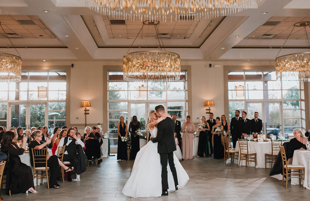 Stone House reception first dance in ballroom